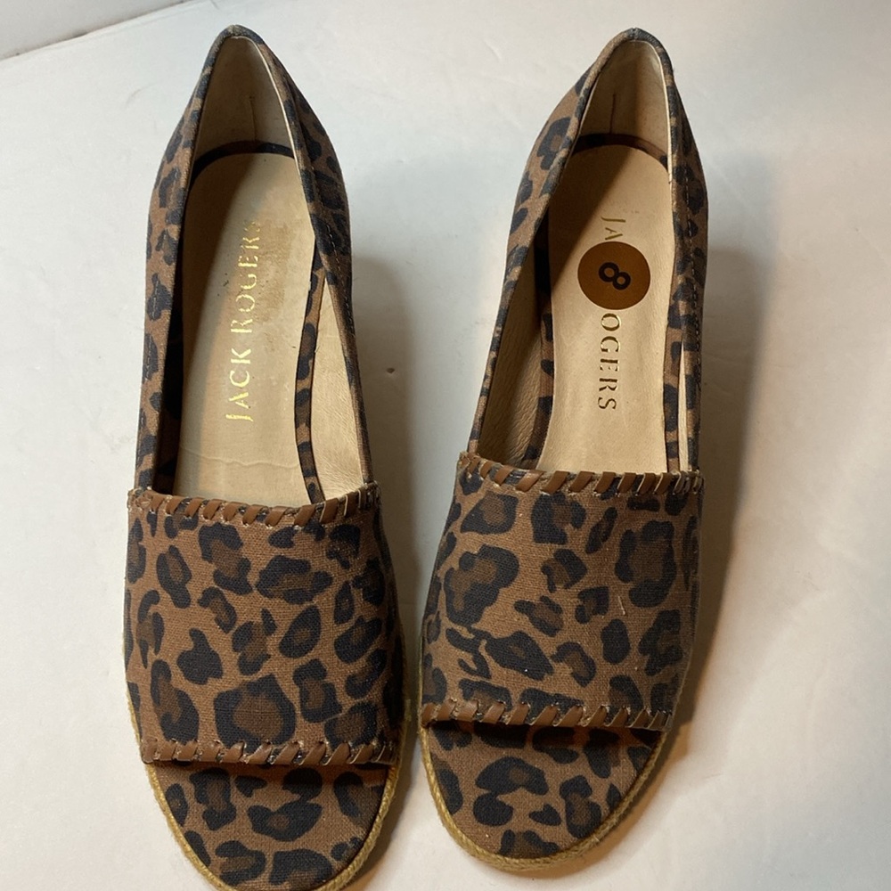 Jack Rogers Leopard Print Espadrille Wedge Sandals size 8 - Picture 7 of 10